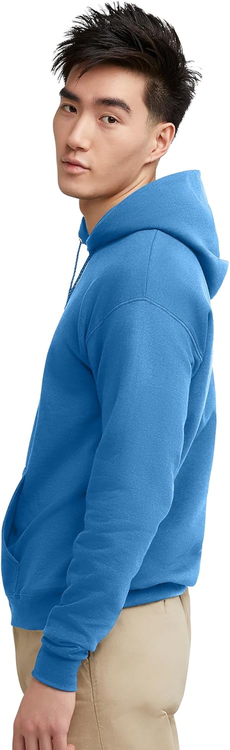 Hanes Men's Pullover EcoSmart Hooded Sweatshirt, Black, Large