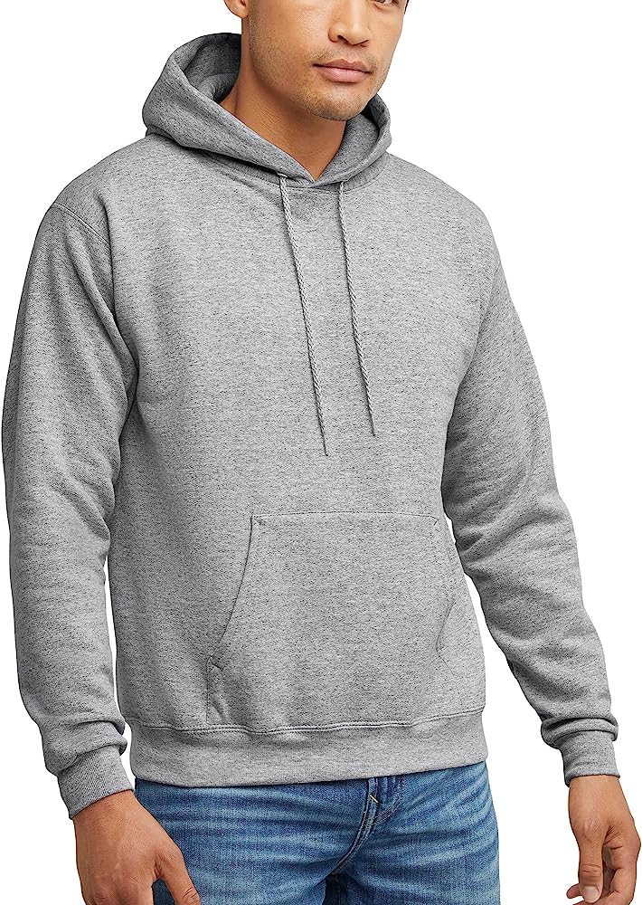 Hanes Men's Pullover EcoSmart Hooded Sweatshirt, Black, Large
